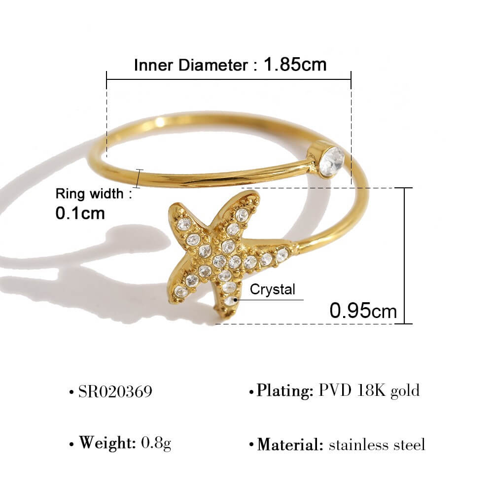 Gold Ocean Open Ring