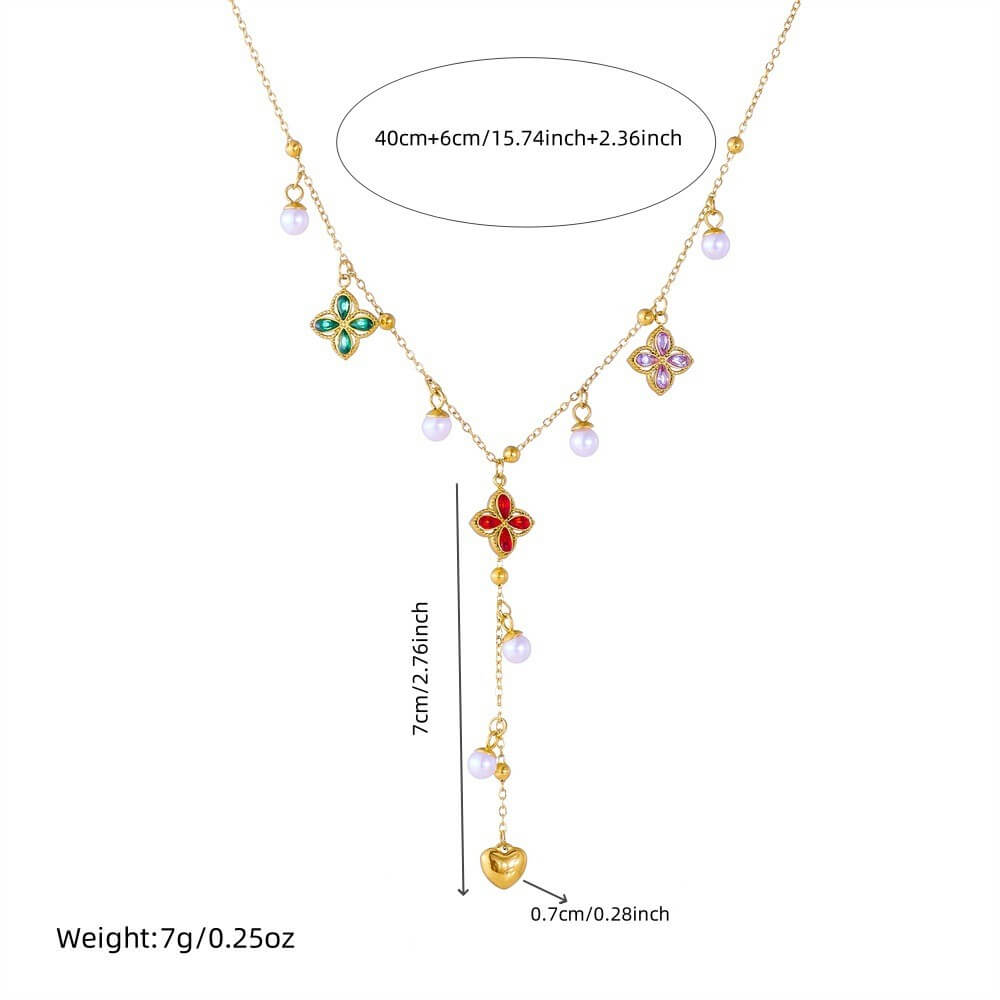 Stainless Steel Y-Lariat Drop Charm Necklace