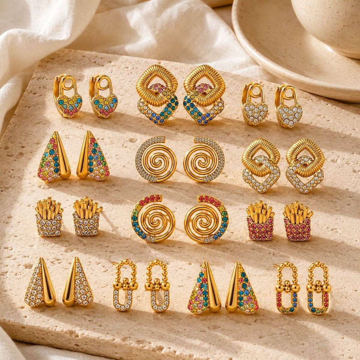 French Retro Chunky Gold Drop Earrings Collection