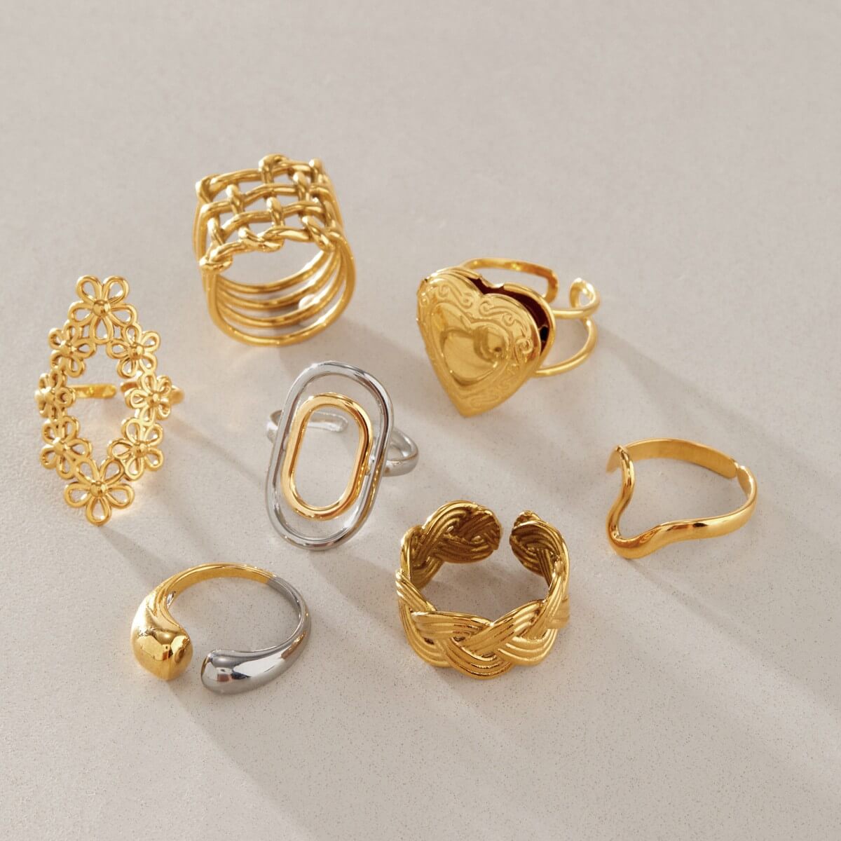 18K Gold Plated Stainless Steel Statement Rings