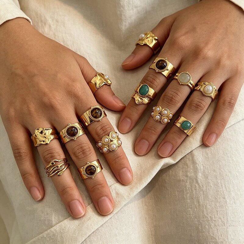 18K Gold Vintage Chunky Statement Open Ring