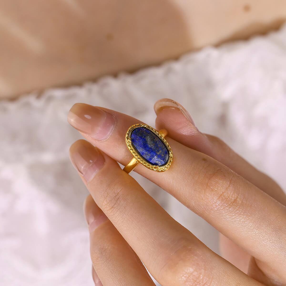 Vintage Oval Lapis Lazuli Adjustable Ring