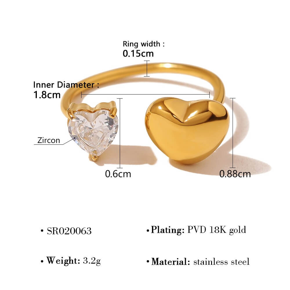 Romantic Puffed Heart Open Ring