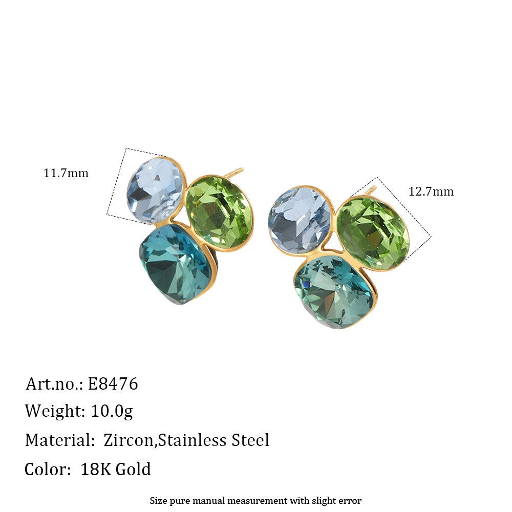 Multicolor Zircon Cluster Stud Earrings
