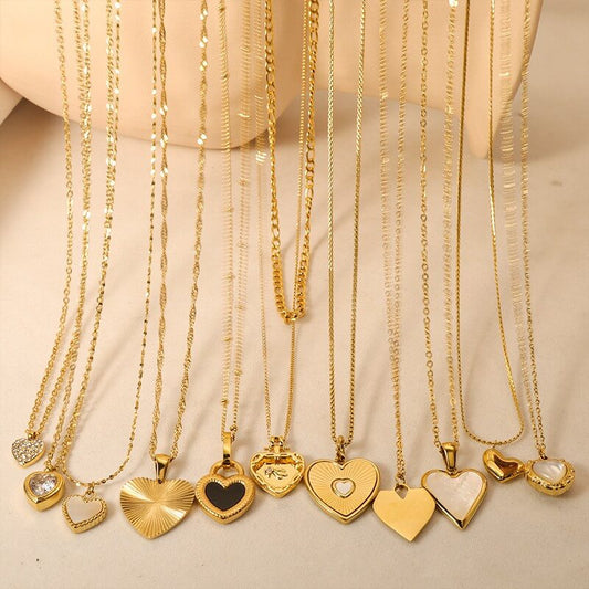 Vintage Gold Heart Pendant Necklace