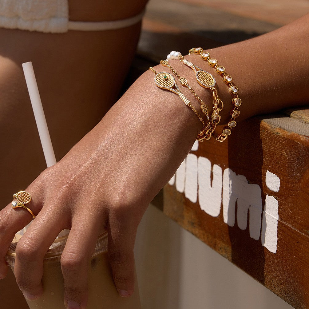18K Gold Zircon Stainless Steel Bracelets