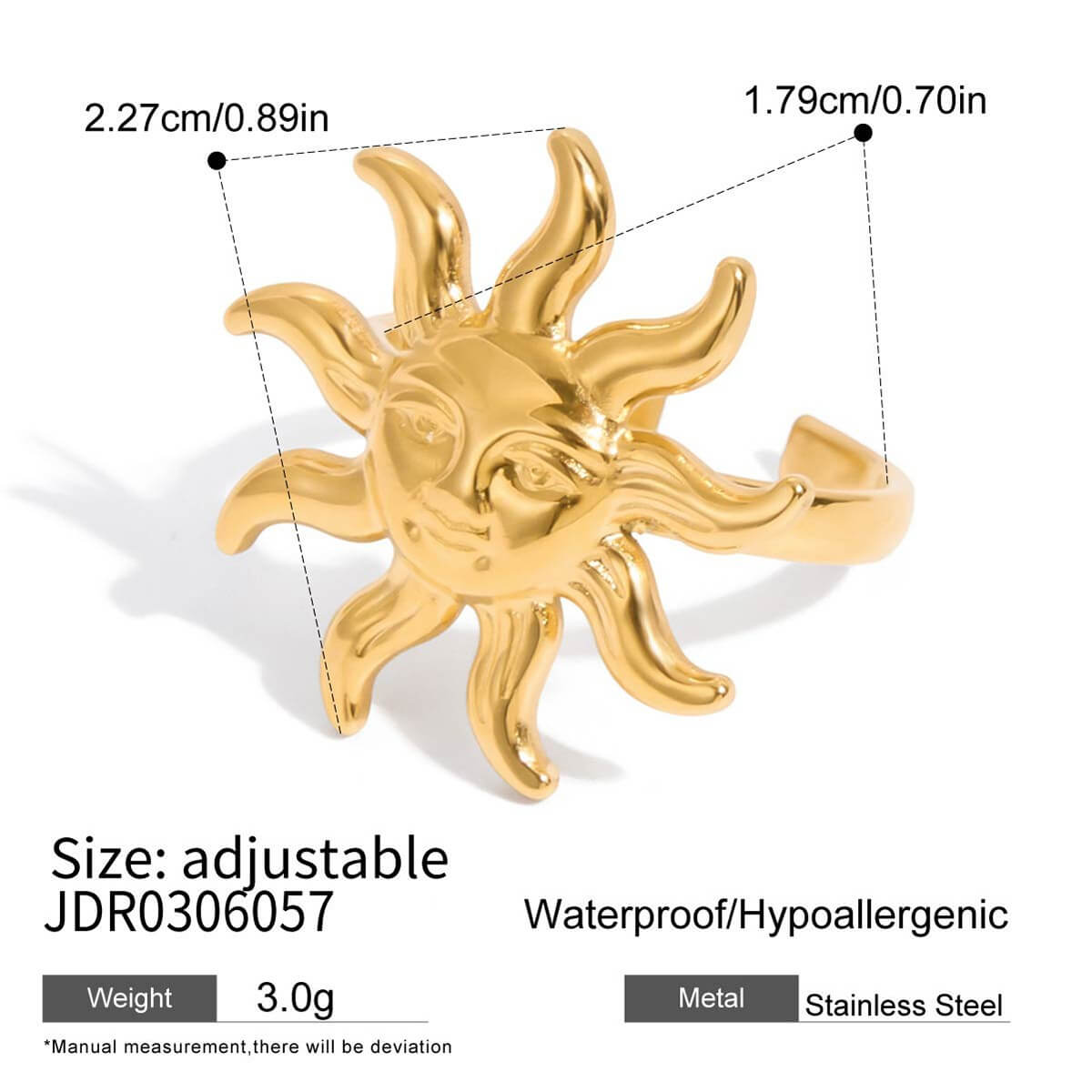 Waterproof Celestial Sun Moon Rings