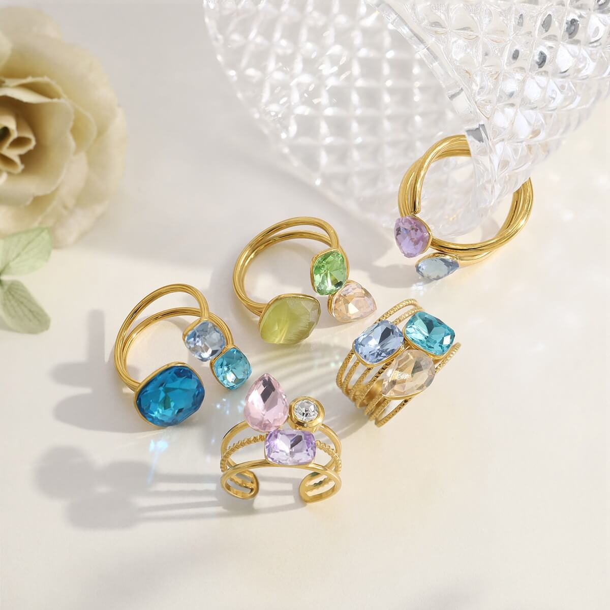 Colorful CZ Zircon Rings