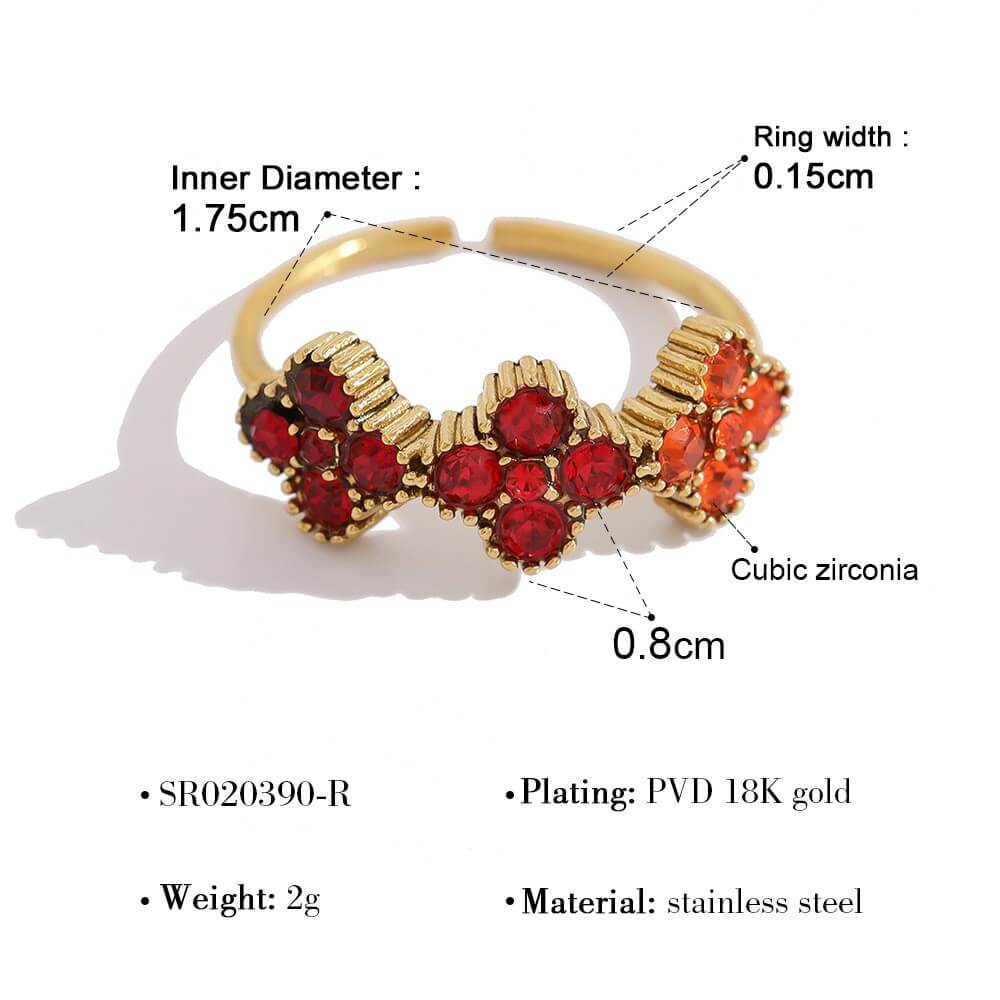 Clover Zircon Stainless Steel Ring