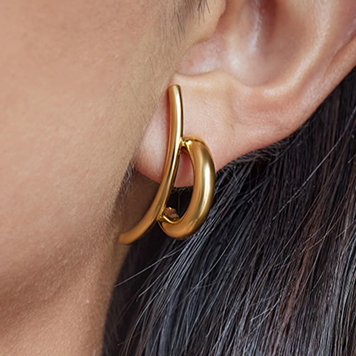 Two Tone Curved Hoop Earrings