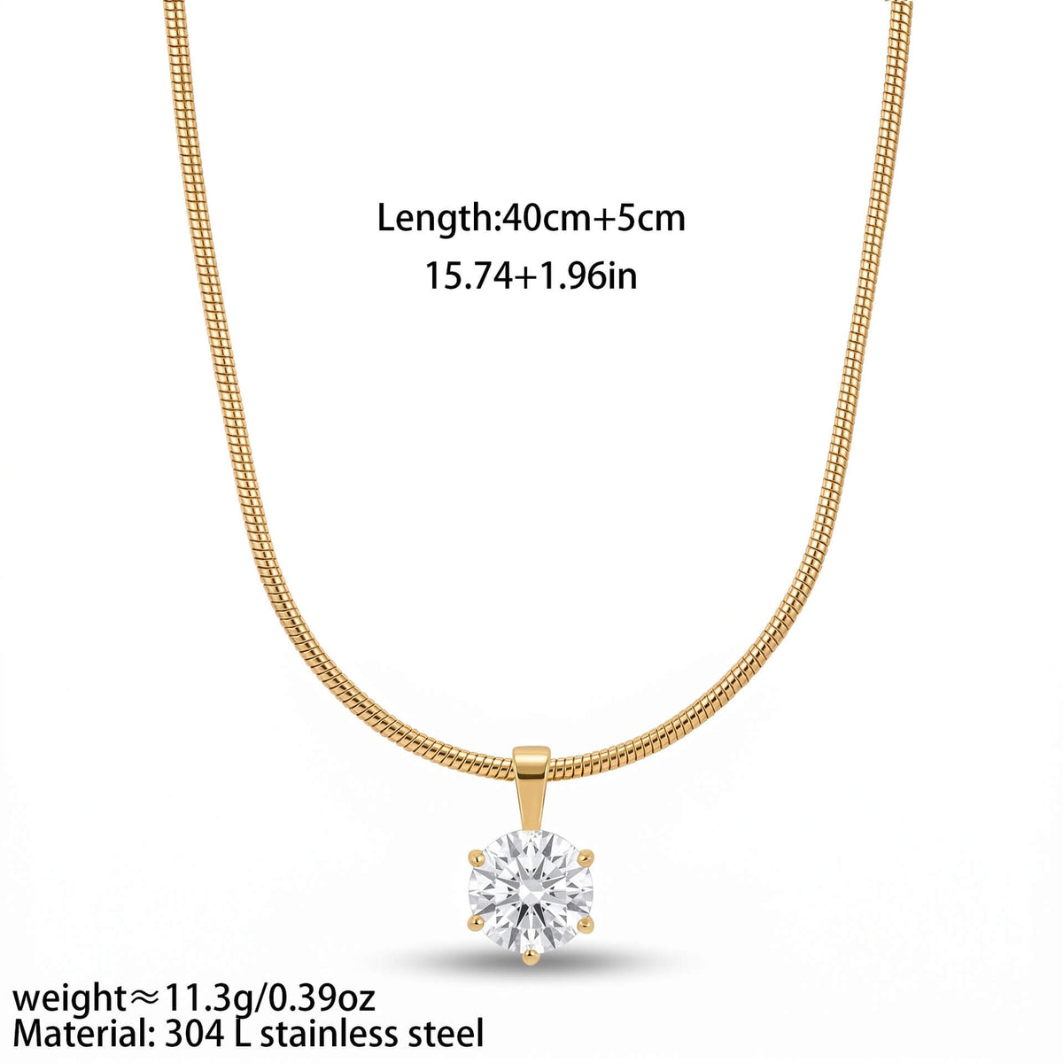 Sleek Snake Chain Cubic Zirconia Pendant Necklace