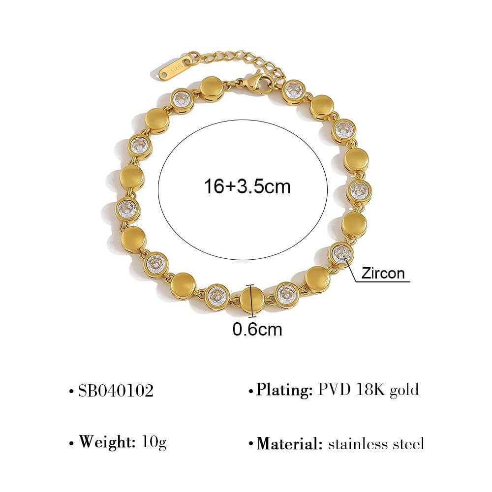 Colorful Zircon Stainless Steel Tennis Bracelet