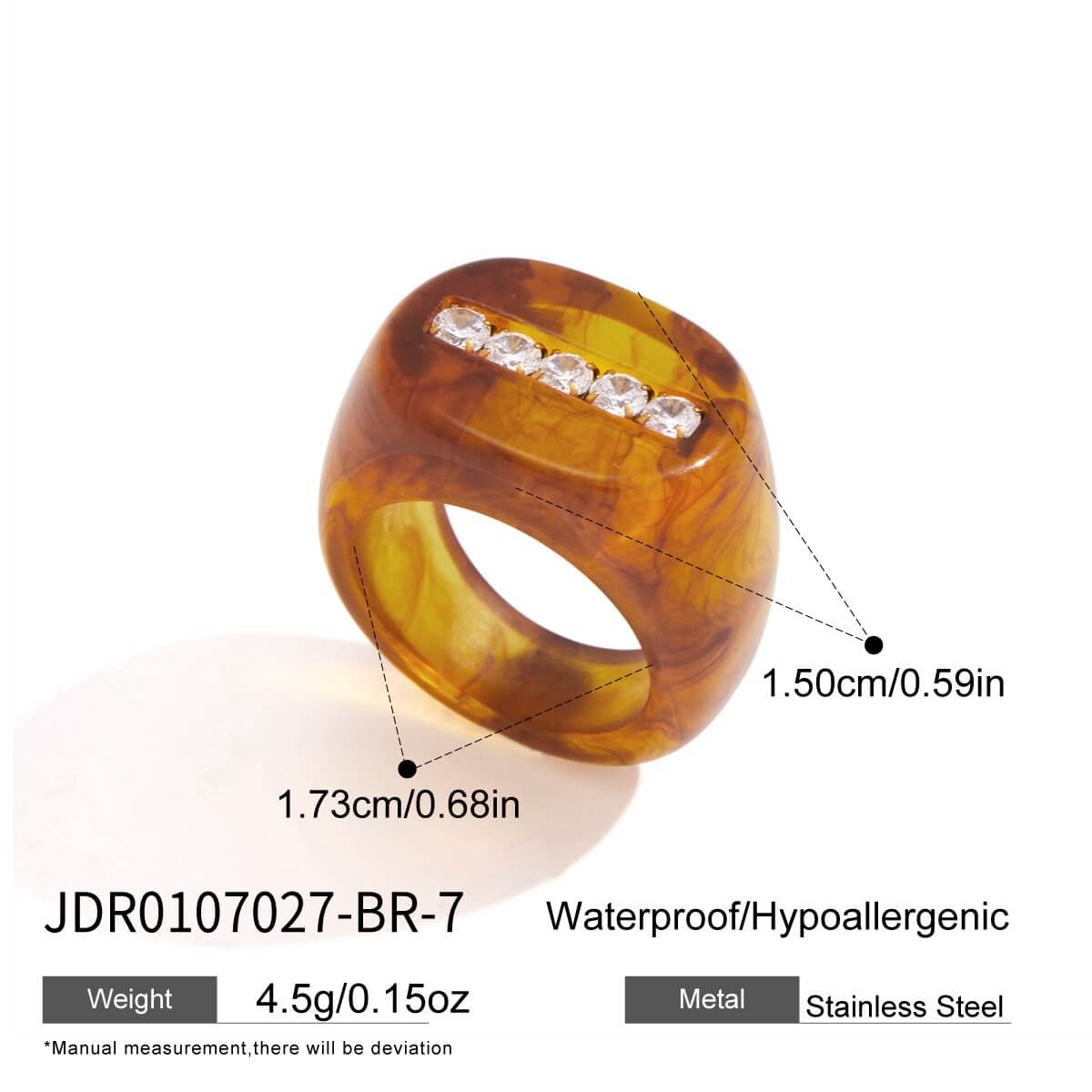Resin Rhinestone Rings & Cuff Bracelets