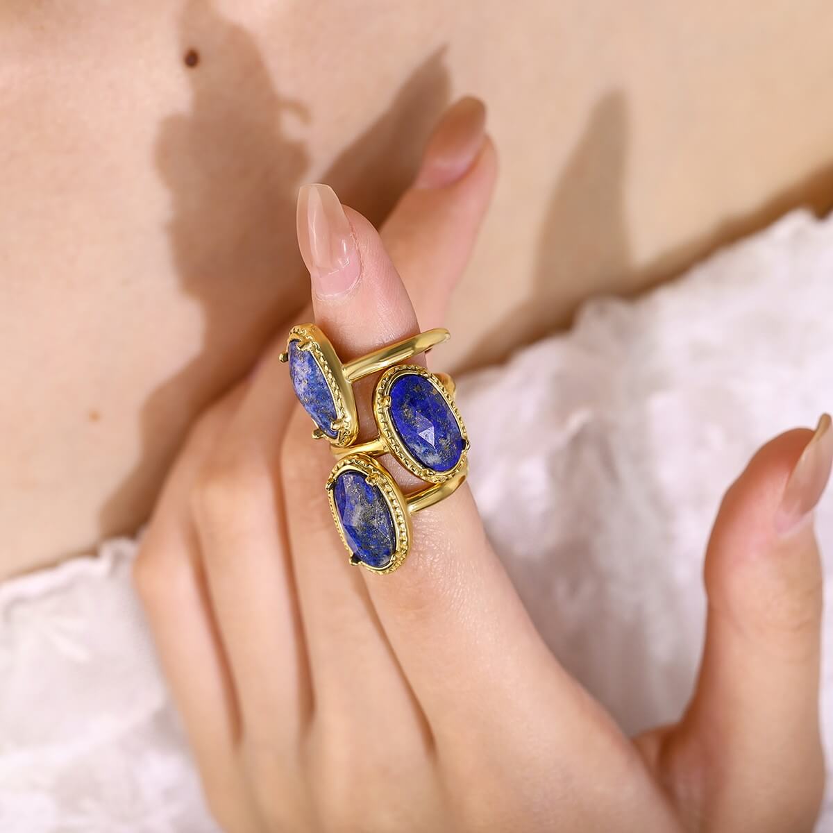 Vintage Oval Lapis Lazuli Adjustable Ring
