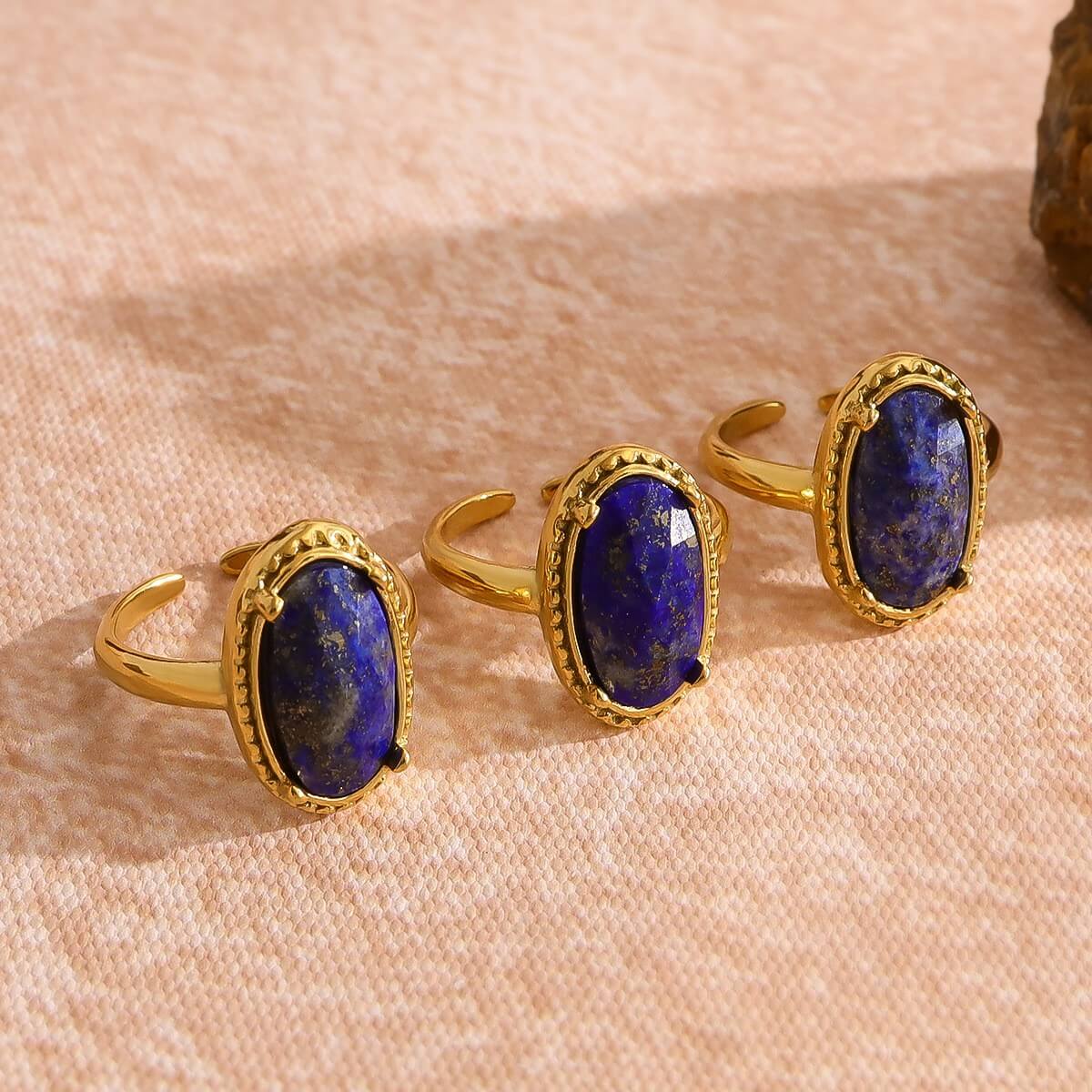 Vintage Oval Lapis Lazuli Adjustable Ring