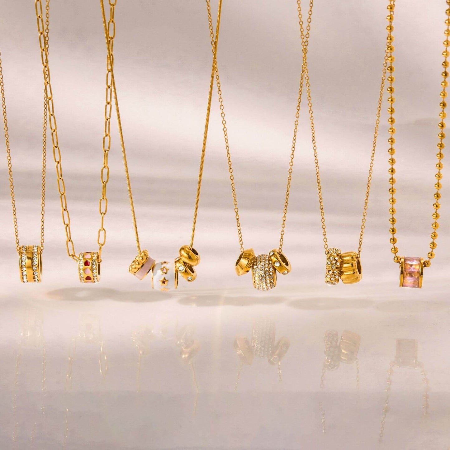 18K Gold Cylinder Charm Necklace