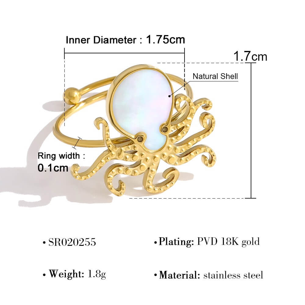 Coastal Beach Shell Charm Open Ring