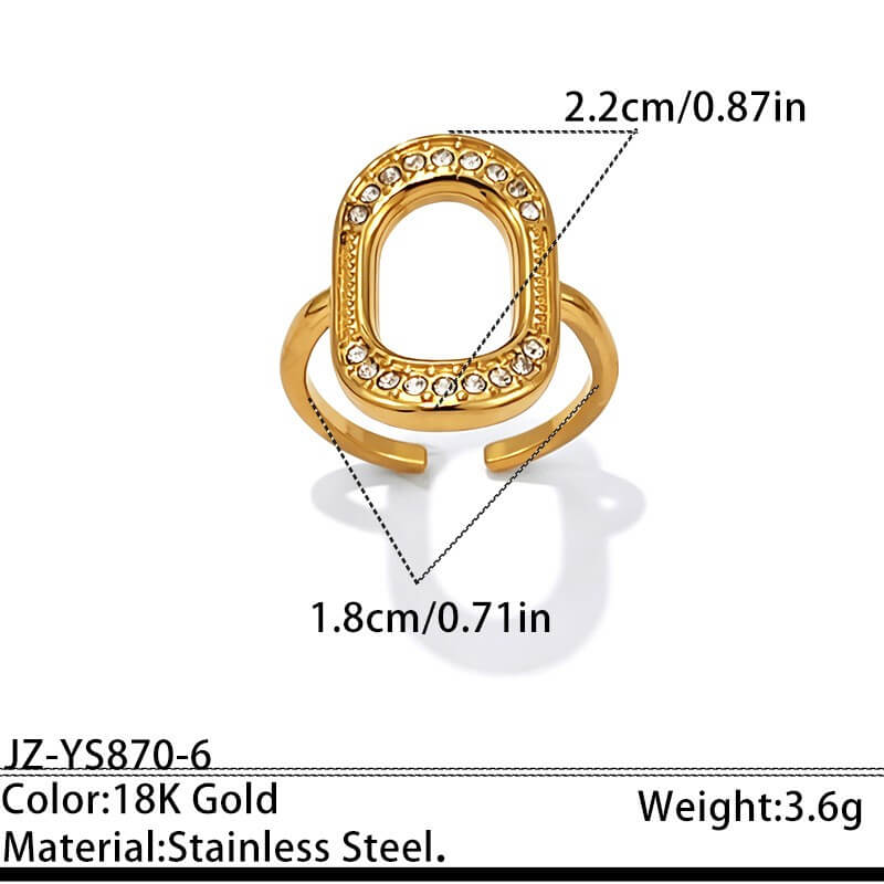 18K Gold CZ Pave Geometric Open Ring