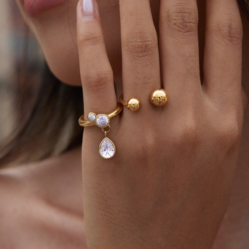 Stainless Steel Zircon Statement Rings