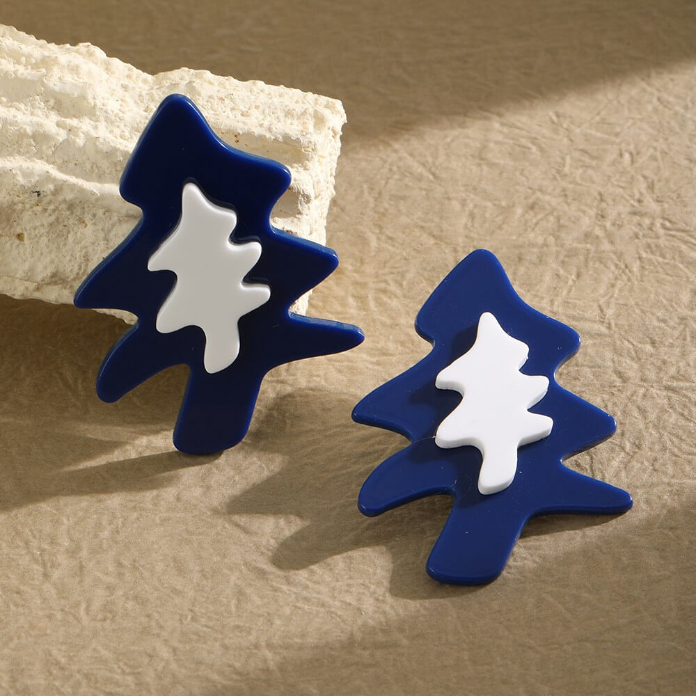 Festive Christmas Tree Resin Stud Earrings