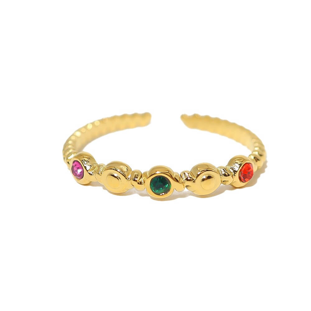 Vintage Rainbow Crystal Open Ring