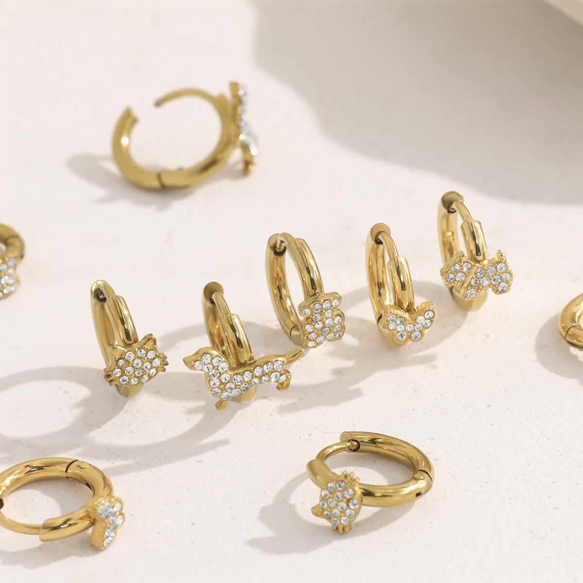 Crystal Charm Huggie Hoop Earrings