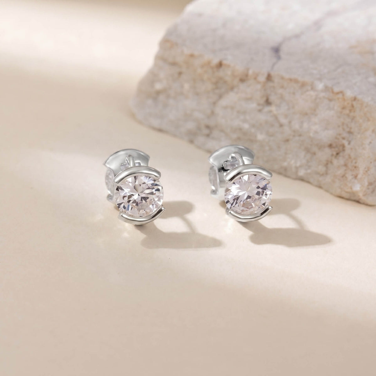 14K Gold Plated Brass Sparkling CZ Huggie Earrings