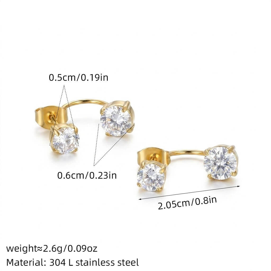 Front-Back Cubic Zirconia Huggie Stud Earrings