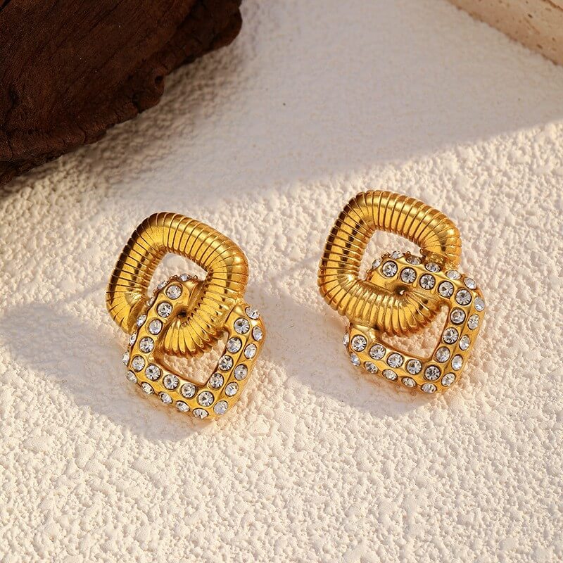 French Retro Chunky Gold Drop Earrings Collection
