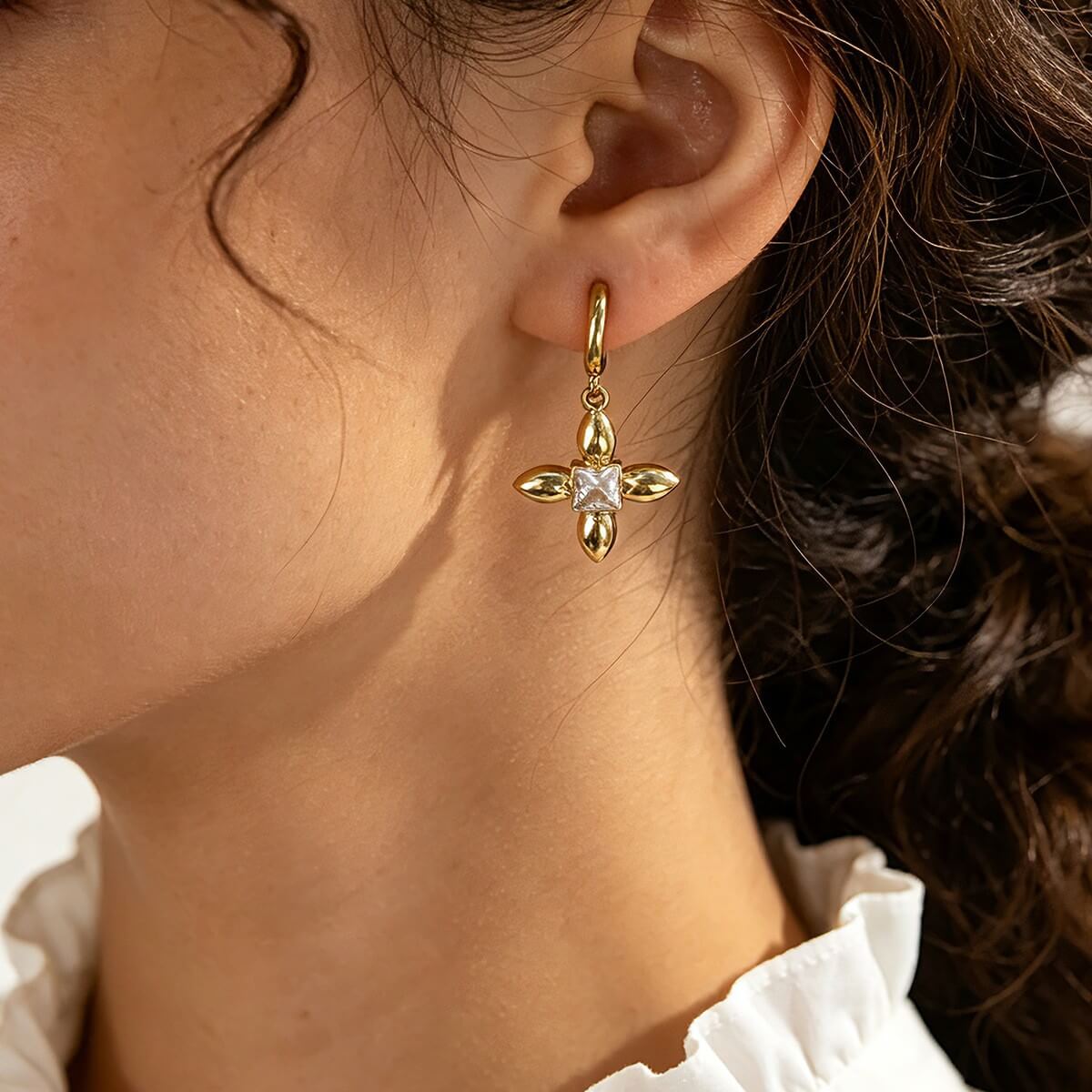 Gold Charm Huggie Hoop Earrings