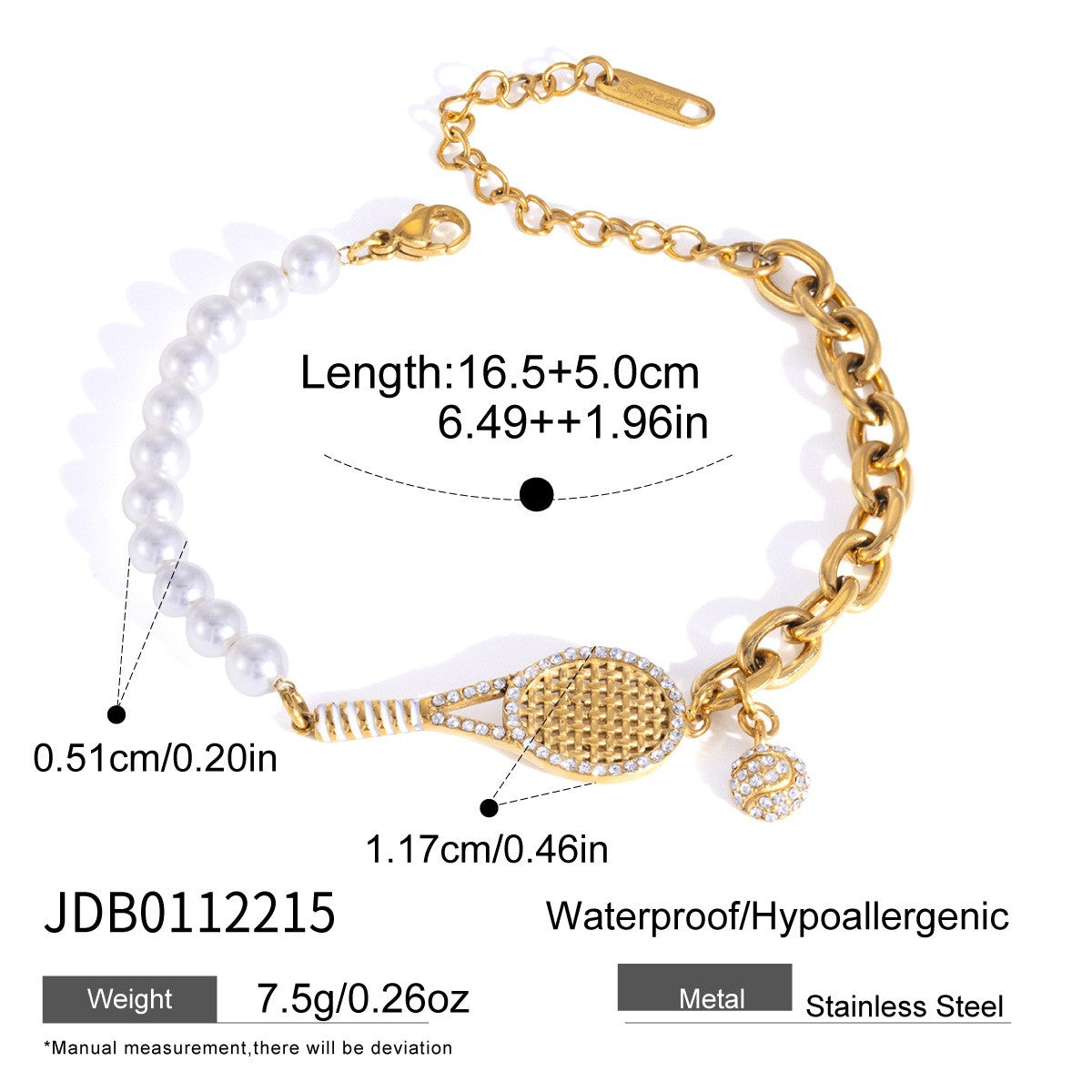 18K Gold Zircon Stainless Steel Bracelets
