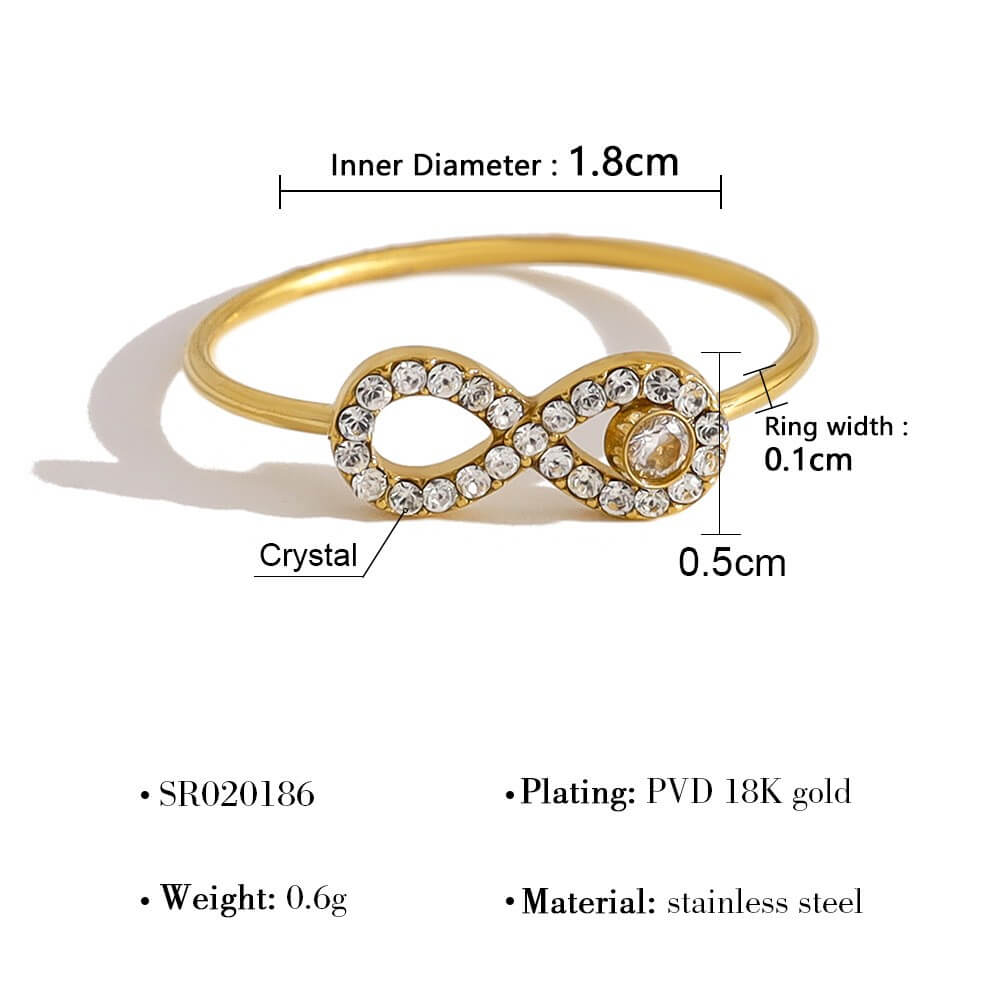 Delicate Crystal Charm Open Ring