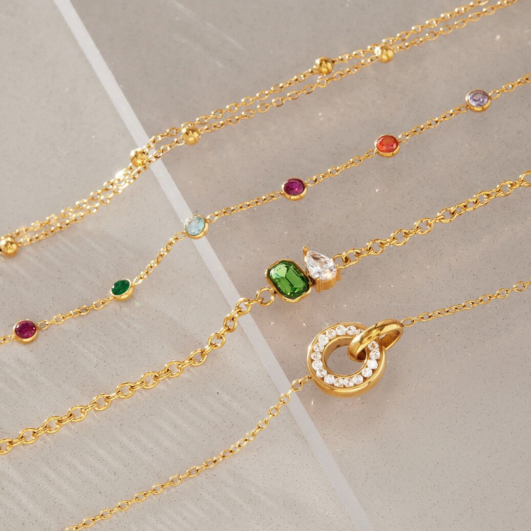 Colorful Zircon Layered Bracelets