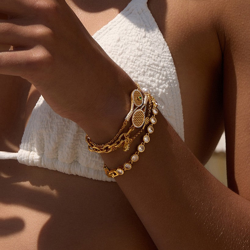 18K Gold Zircon Stainless Steel Bracelets