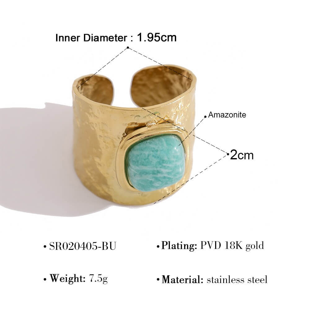 Boho Turquoise Wide Band Ring
