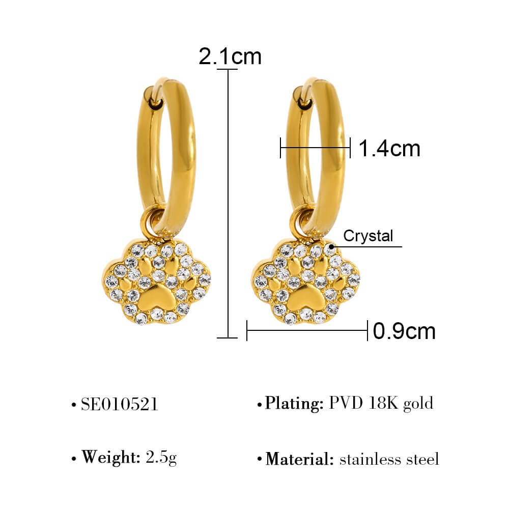 Crystal Charm Stainless Steel Hoop Earrings