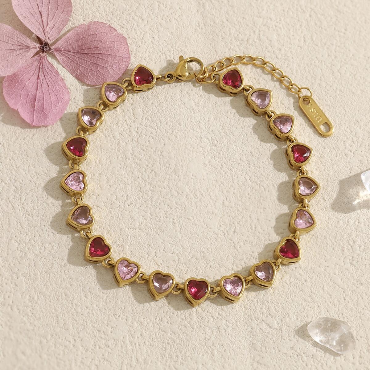Colorful Zircon Stainless Steel Tennis Bracelet