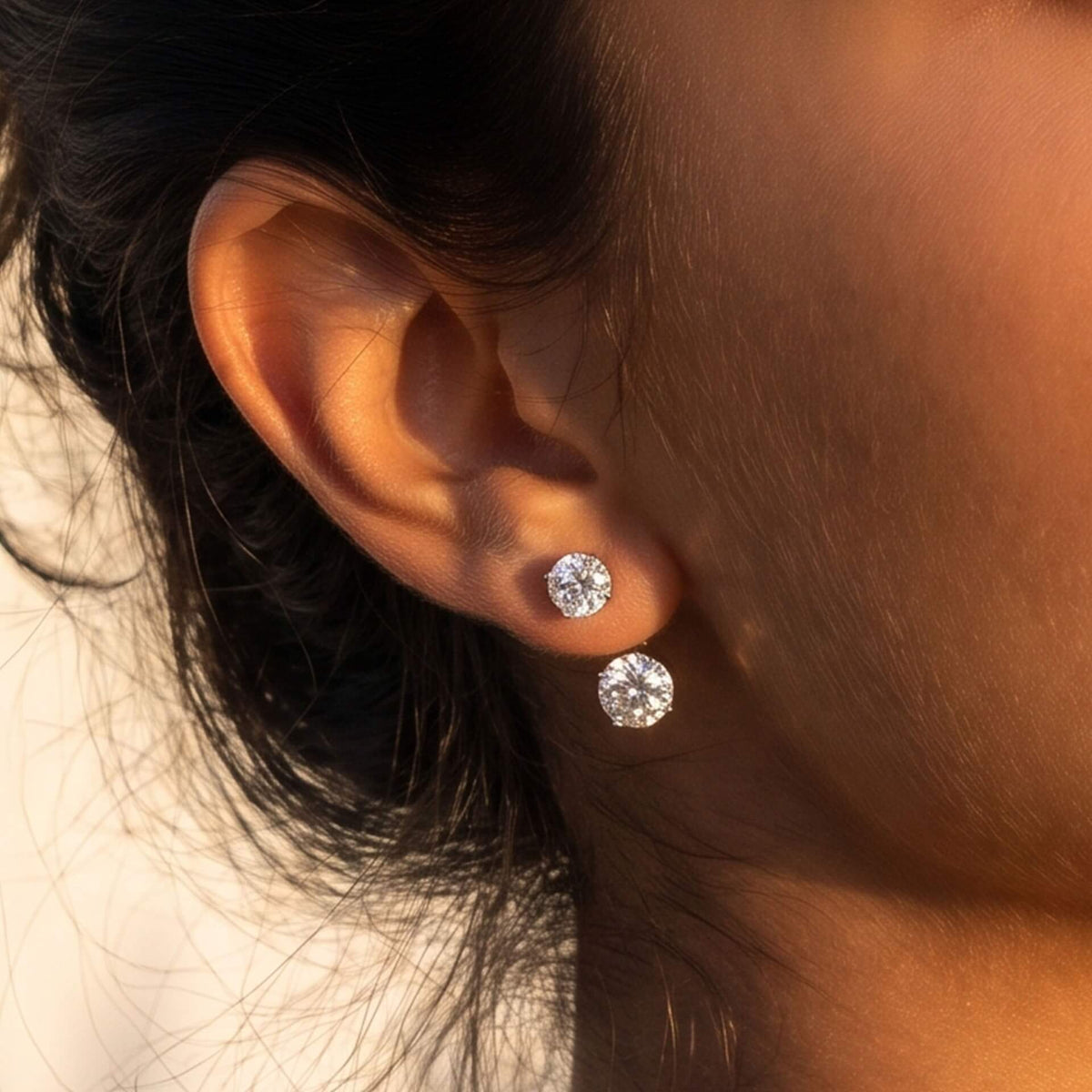 Front-Back Cubic Zirconia Huggie Stud Earrings