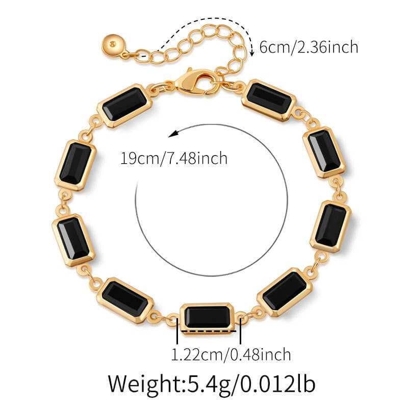Colorful Crystal Charm Chain Brass Bracelet