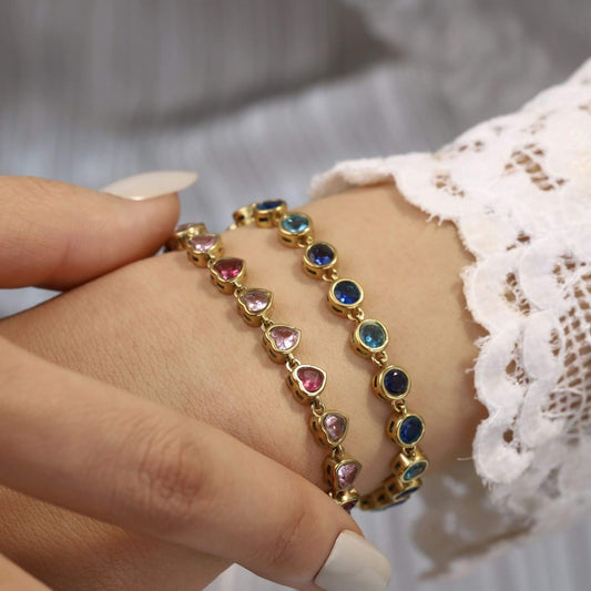 Colorful Zircon Stainless Steel Tennis Bracelet
