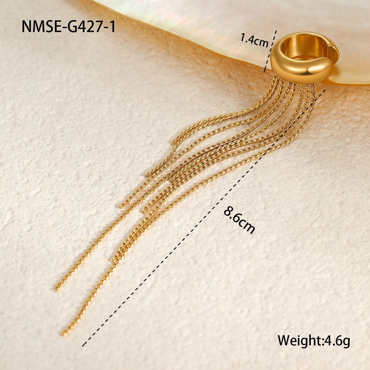 Non-Pierced Gold Chain Tassel Ear Cuff