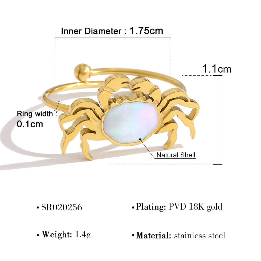 Coastal Beach Shell Charm Open Ring