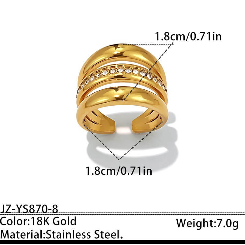 18K Gold CZ Pave Geometric Open Ring