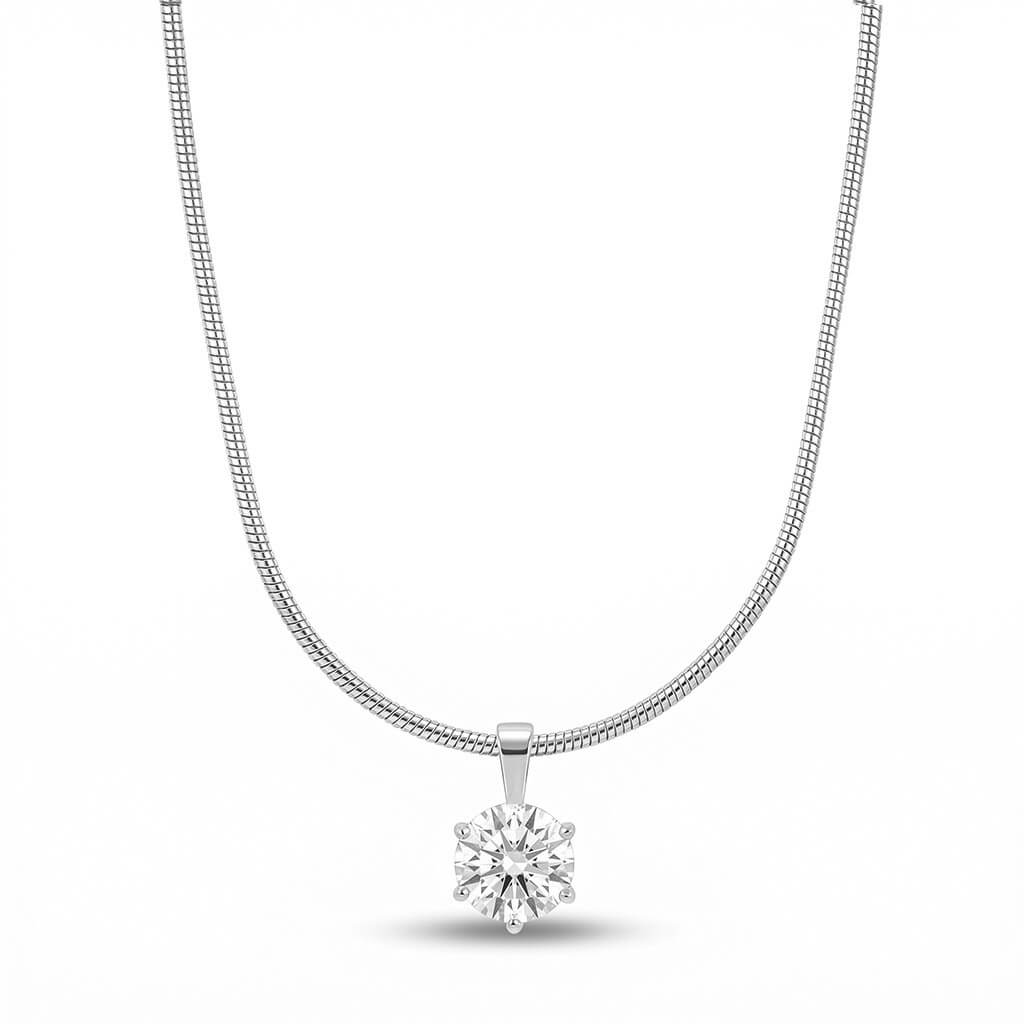 Sleek Snake Chain Cubic Zirconia Pendant Necklace