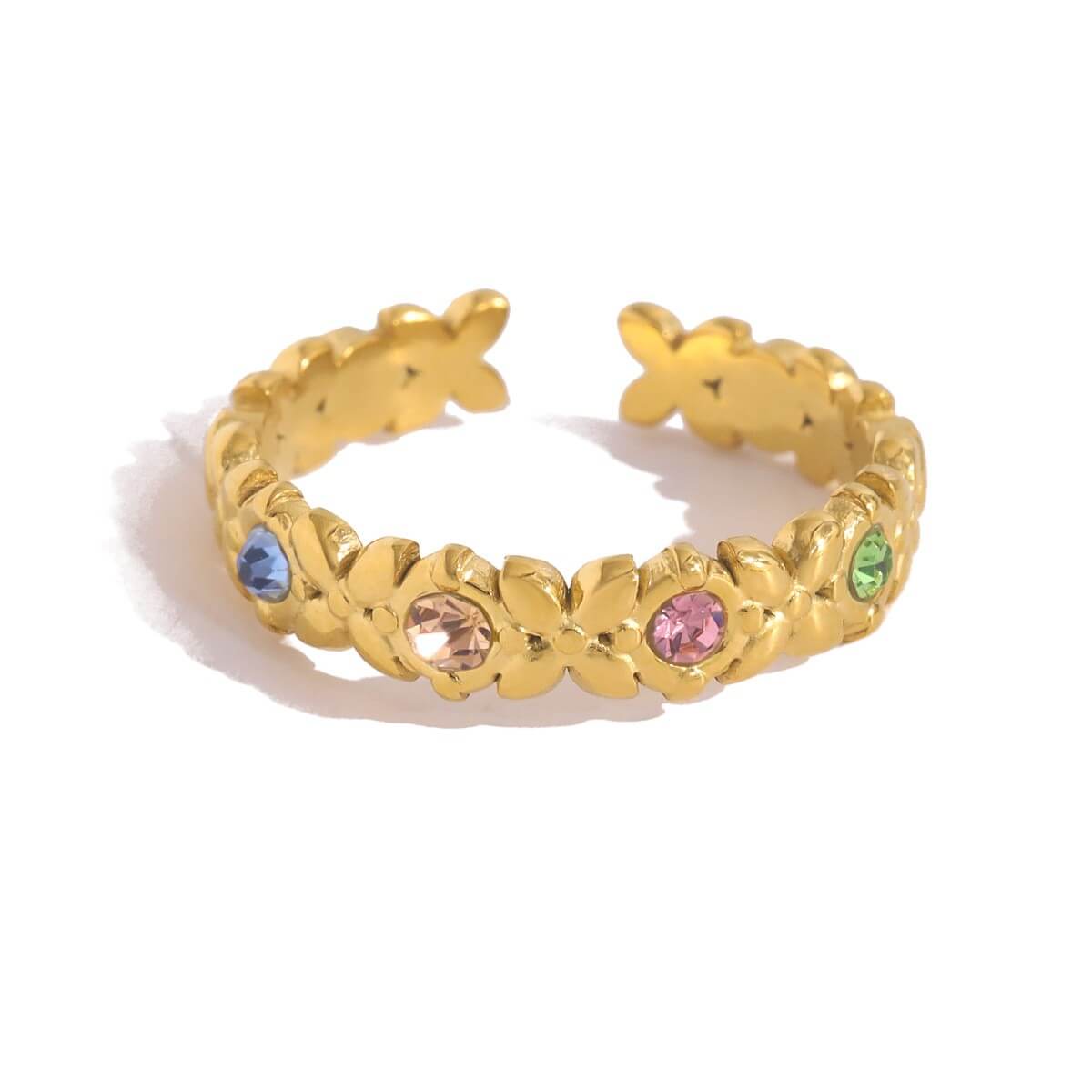 Vintage Rainbow Crystal Open Ring