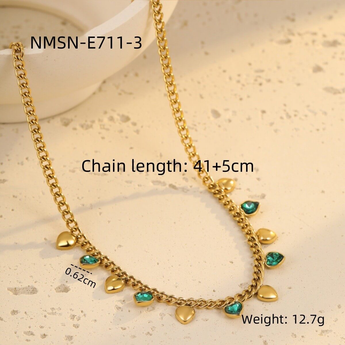 18K Gold Plated Zircon Heart Charm Choker Necklace