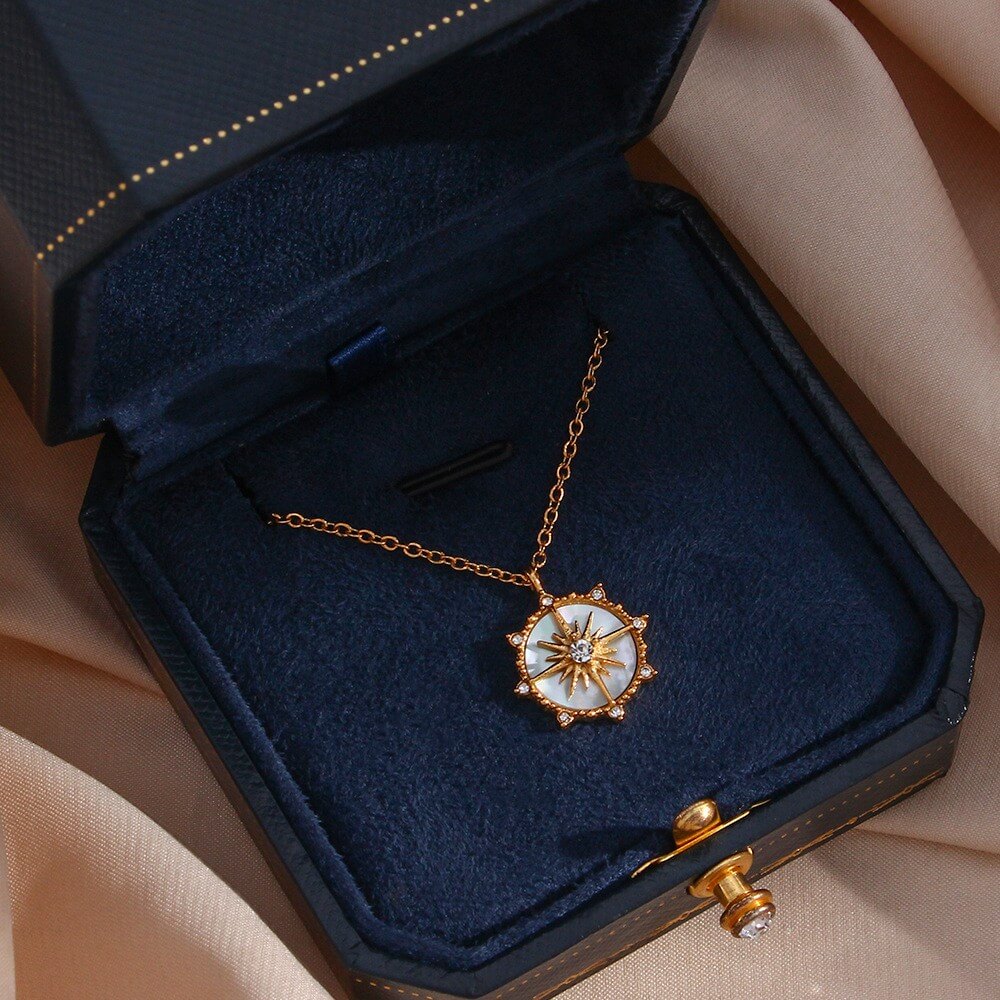 North Star Shell Coin Pendant Necklace