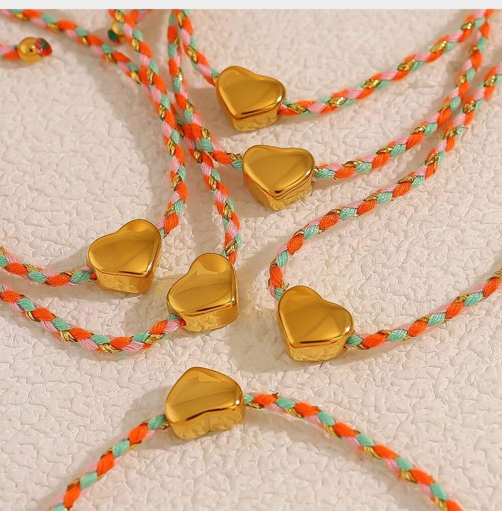 Braided Heart Cord Bracelet