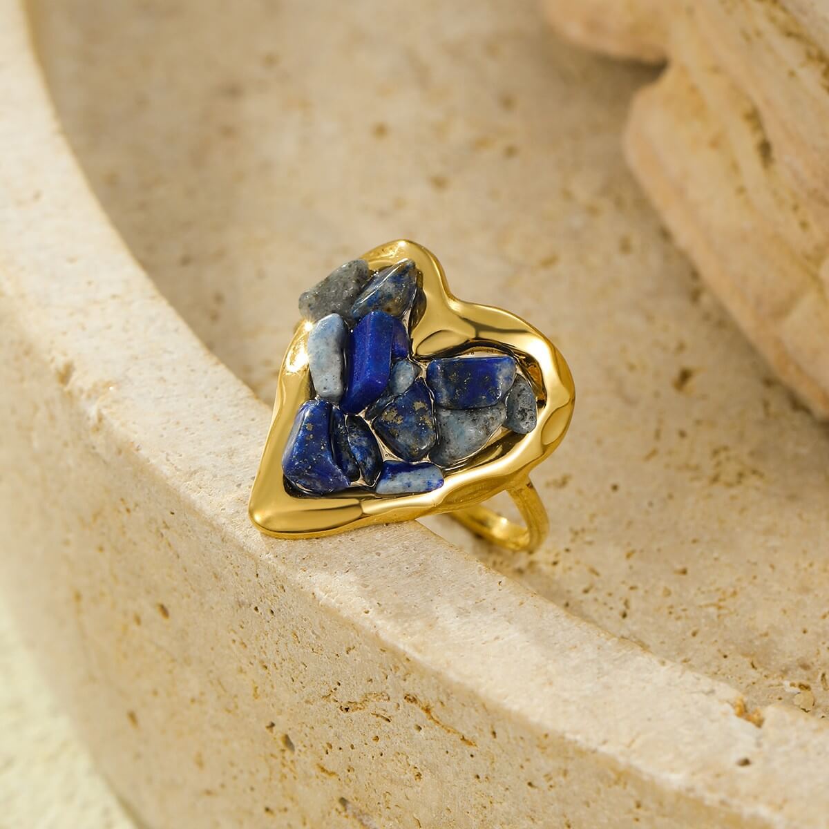 Heart Raw Gemstone Open Ring