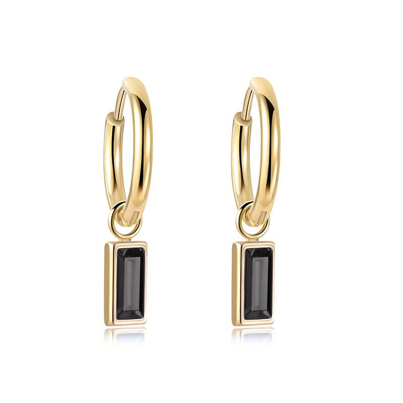 Rectangular Zircon Huggie Hoop Earrings